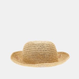 Guess - Sombrero de mujer de rafia con logotipo peony.