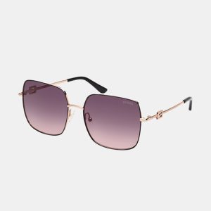 Guess - Gafas de sol de mujer cuadradas oversize de metal en negro.