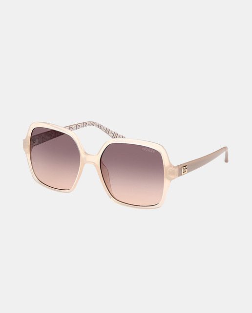 Guess - Gafas de sol de mujer cuadradas oversize en beige.