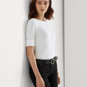 Lauren Ralph Lauren - Camiseta blanca de mujer Lauren Ralph Lauren con manga corta.