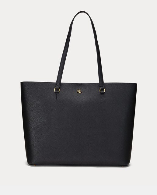 Lauren Ralph Lauren - Tote grande de piel Karly negro con mosquetón.