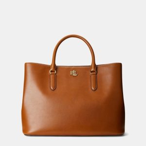 Lauren Ralph Lauren - Bolso de mano Marcy de piel con varios compartimentos.