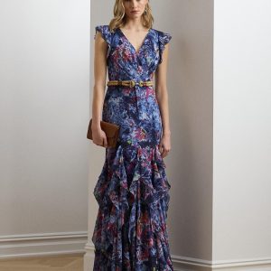 Lauren Ralph Lauren - Vestido largo con volantes.