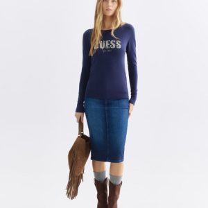 Guess - Falda denim midi de mujer.