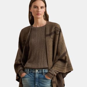 Lauren Ralph Lauren - Poncho de mujer estampado reversible acabado con flecos..