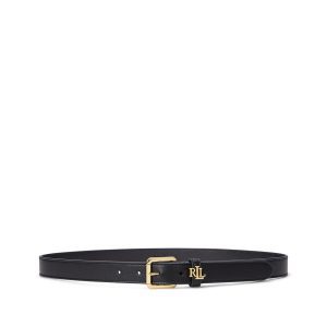 Lauren Ralph Lauren - Cinturón de mujer de piel con hebilla de logotipo.