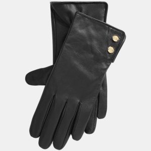 Lauren Ralph Lauren - Guantes de mujer de piel con detalles dorados..