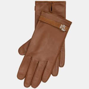 Lauren Ralph Lauren - Guantes de mujer de piel con detalle de pulsera con logo..