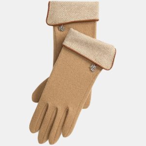 Lauren Ralph Lauren - Guantes de mujer de piel con logo..
