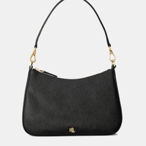 Lauren Ralph Lauren - Hobo mediano Danni de piel en negro con logo metálico.