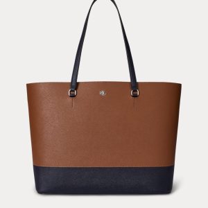 Lauren Ralph Lauren - Bolso tote Karly de piel cruzada grande.