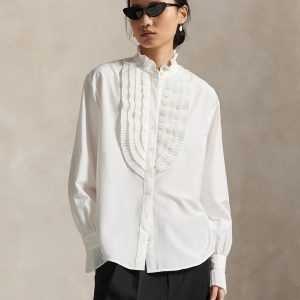 Polo Ralph Lauren - Camisa de mujer de algodón con jaretas.