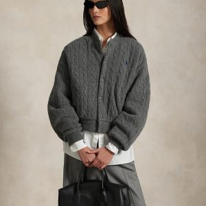 Polo Ralph Lauren - Cazadora de mujer estilo bomber en punto de ochos.