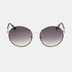 Guess - Gafa de sol de mujer redonda metalica con lente degradada.