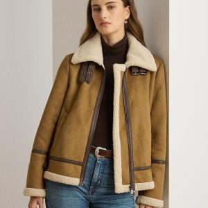 Lauren Ralph Lauren - Abrigo de mujer de borreguito estilo aviador.