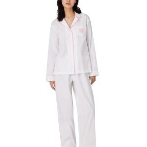Lauren Ralph Lauren - Pijama de mujer manga larga 100% algodón..