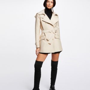 morgan gabardina de mujer entallada con cinturn y capucha