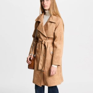 morgan gabardina de mujer larga de antelina