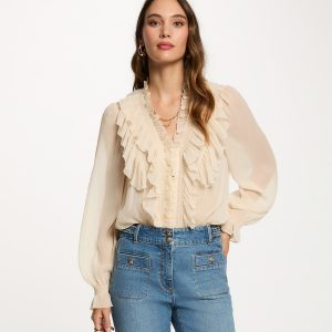 morgan camisa de mujer fluida con cuello en v