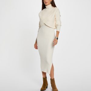 morgan vestido largo ajustado de cuello alto