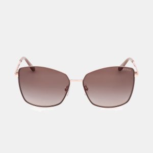guess gafas de sol de mujer cuadradas metalicas con lente degradada en oro